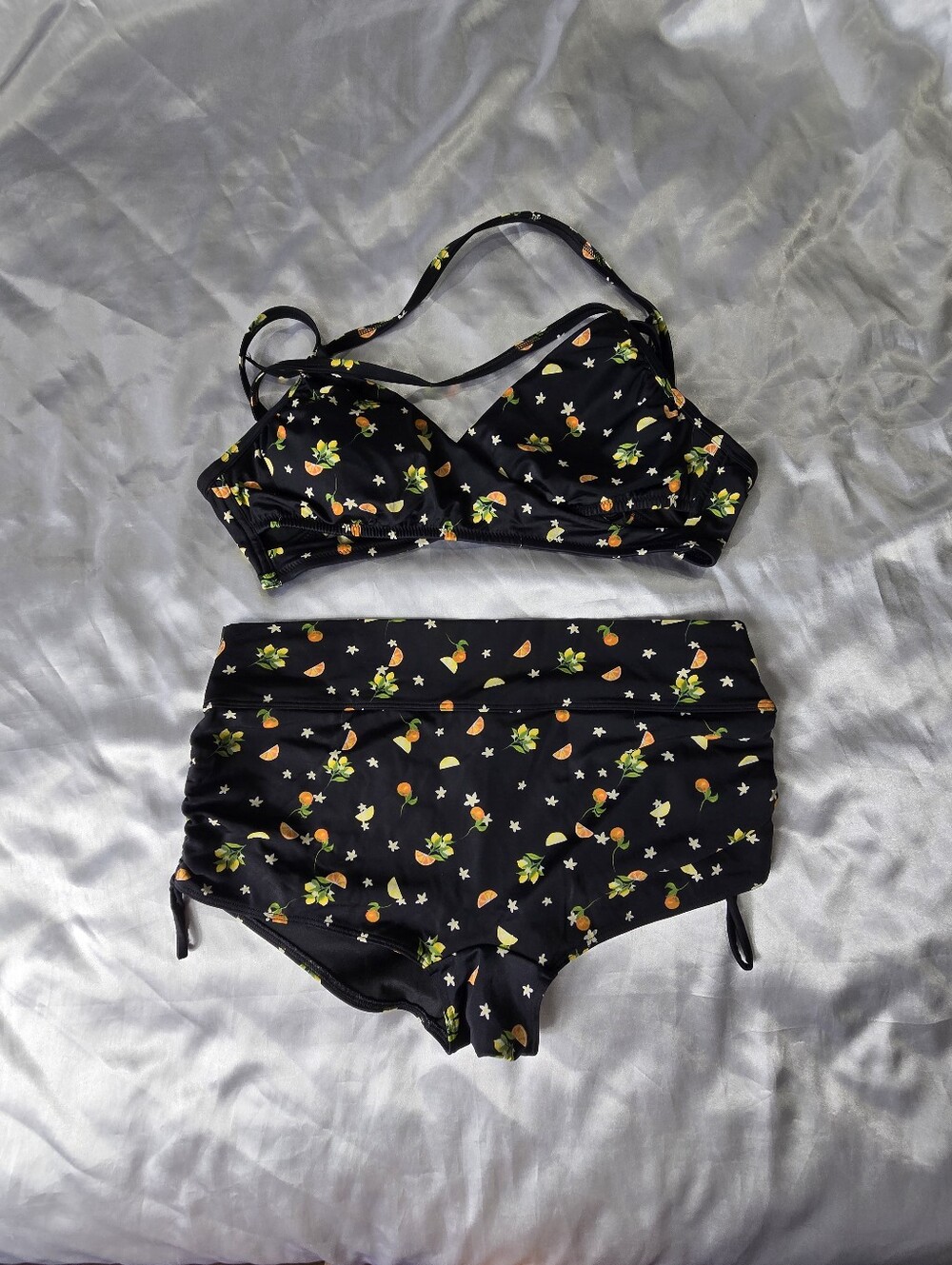 PINK Victoria's Secret Black Citrus Floral 2 Piece Swim Suit.